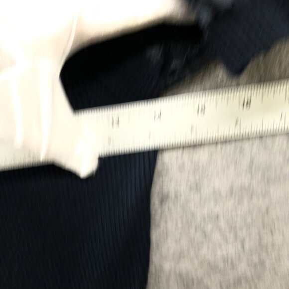 French Connection Ribbed Puff Sleeve Square Neck Top Womens XS Navy Blue Sweater - Picture 9 of 10